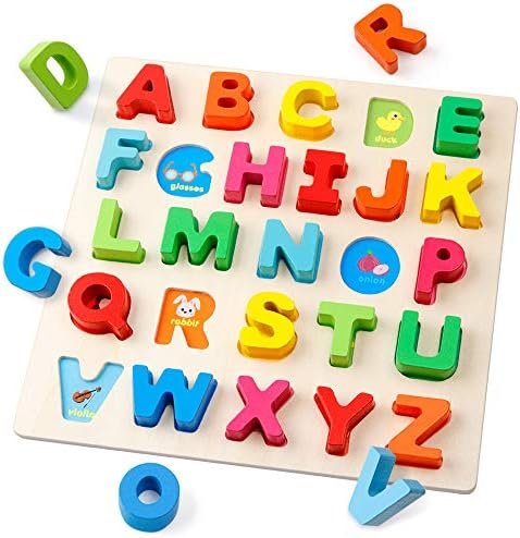 Coogam Wooden Alphabet Puzzle – Abc Letters Sorting Board Blocks ...