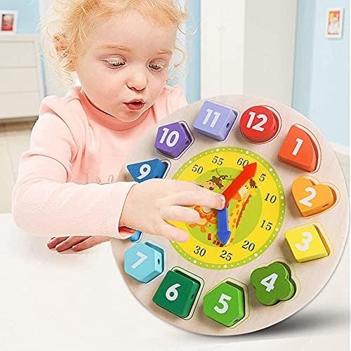 Wooden Montessori Shape Color Sorting Clock Toys – Toddler Clock ...