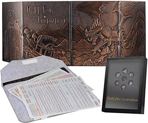 Dungeon Master Screen 3D Embossed Faux Leather + Dice Display Frame ...