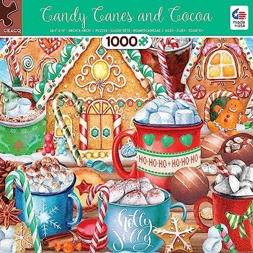 Ceaco – Classic Christmas – Candy Canes & Cocoa – 1000 Piece Jigsaw ...