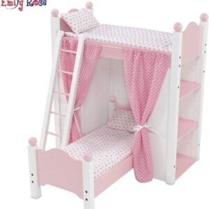 Emily Rose 18 Inch Doll Bed Furniture for American Girl Dolls | Loft Bunk Bed with Shelving Units and Removable Single Bed, Includes Ladder | Fits American Girl Dolls