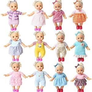 BOBO Clothes Set of 12 for 12-14-16 Inch Alive Lovely Baby Doll Clothes Dress Outfits Costumes Dolly Pretty Doll Cloth Handmade Girl Christmas Birthday Gift