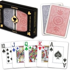 Copag 4-Color Design 100% Plastic Playing Cards, Poker Size Jumbo Index Red/Blue Double Deck Set