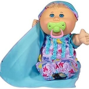 Cabbage Patch Kids 12.5' Naptime Babies - Blonde Hair/Blue Eye Girl Baby Doll (Lavender Sleep Sack Fashion)