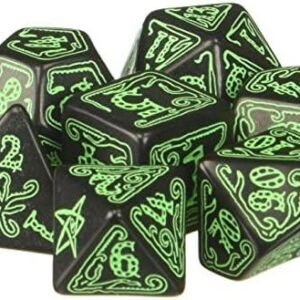 Q-Workshop Call of Cthulhu: Black and Green Dice, Set of 7