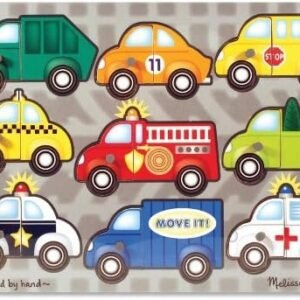 Melissa & Doug Vehicles Mix 'n Match Wooden Peg Puzzle (9 pcs)