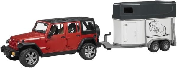 Bruder Jeep Wrangler Unlimited Rubicon with Horse Trailer and Horse