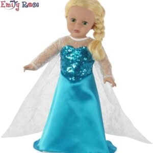 Fits 18' American Girl Dolls | Princess Elsa Frozen Inspired Dress | 18 Inch Doll Clothes Outfit Costume Gown