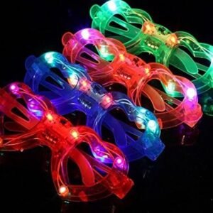12ct LED Light Up Sunglasses - Flashing Multi Colored Led Glasses Best Party Favors Light Up Flashing Glasses for Children (Heart)