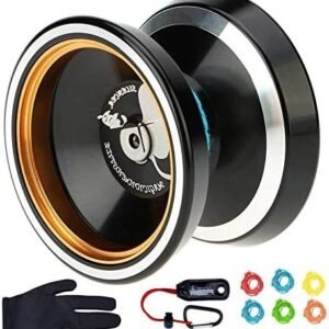 MAGICYOYO Silencer M001-B Yo-yo Ball Aluminum 6061 Unresponsive Yo-yo with Stainless Center Bearing and Stainless Axle Black Yoyo with Yoyo Holster, Glove, 6 Replacement Yoyo Strings