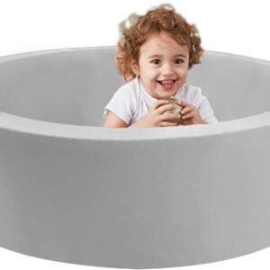 TRENDBOX Memory Foam Sponge Indoor Round Ball Pit for Toddler Children - Light Gray