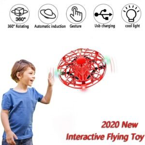 UFO Flying Toy for Kids, Mini Drone with Intelligent Induction, Hand Operated Drones Toy Can Rotate 360?, Upgraded Flying Ball Toy with USB Rechargeable Indoor Drone, Gifts for 4-12 Years Old (Red)