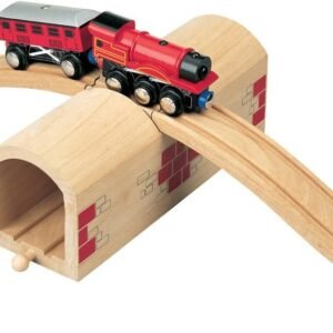 maxim enterprise, inc. Wooden Train Track Over & Under Tunnel Bridge | Easy-Connect Railway | Compatible with Thomas, BRIO, Melissa & Doug, KidKraft | Toys for Boys, Girls, Model:50430