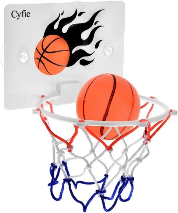 Cyfie Basketball Hoop Toy, Office Desktop Game Bathroom Toilet Slam Dunk Gadget with Pump and 2 Balls for Basketball Lovers Boys Girls Indoor Outdoor