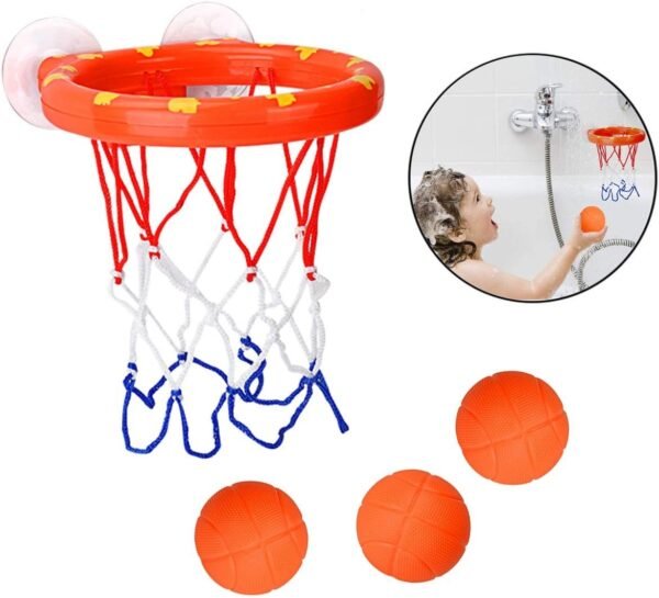 Toddler Bath Toy Basketball Hoop Balls Playset for Boys Girls Kids, Bathtub Basketball Hoop Slam Dunk and Bathtub Shooting Game, With 3 Balls and Suction Cup