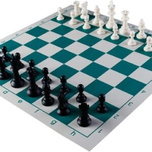 AMEROUS Chess Set 17' x 17' Roll-up Travel Chess in Carry Tube with Shoulder Strap Easy to Carry for Beginner and Kids