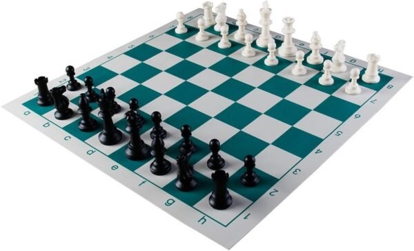 AMEROUS Chess Set 17' x 17' Roll-up Travel Chess in Carry Tube with Shoulder Strap Easy to Carry for Beginner and Kids