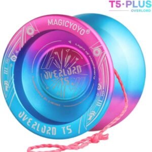 YOSTAR Yoyo Professional MAGICYOYO T5 Plus Overlord Unresponsive Yoyo Balls, Special Cool Logo, Stable and Durable, with 5pcs Strings, Carry Bag, Glove (Blue & Pink)