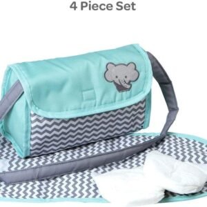 Adora Zig Zag Diaper Bag For Baby Doll Accessories in Teal Pattern Design