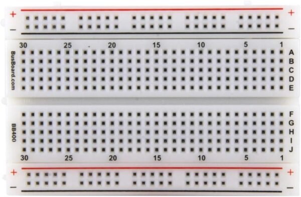 BB400 Solderless Plug-in BreadBoard, 400 tie-Points, 4 Power Rails, 3.3 x 2.2 x 0.3in (84 x 55 x 9mm)