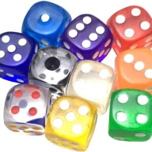SmartDealsPro 10-Pack D6 Six Sided 16mm Transparent Dice Die-Random Color
