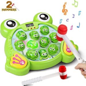 Byserten Whack a Frog Game for Kids, Toys for 2 3 4 5 6 Year Old Boys and Girls Interactive Pounding Game Early Developmental Toy with Music Light Toddler Kids Gifts Include 2 Hammers