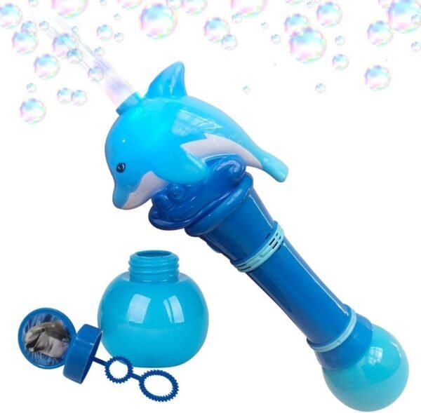 ArtCreativity Light Up Dolphin Bubble Blower Wand - 11.5 Inch Illuminating Bubble Blower with Thrilling LED Effects for Kids, Batteries and Bubble Fluid Included, Great Gift Idea, Party Favor