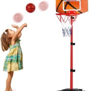 Toddler Basketball Hoop Stand Adjustable Height 2.5 ft -5.1 ft Mini Indoor Basketball Goal Toy with Ball Pump for Baby Kids Boys Girls Outdoor Play Sport for Age 2 3 4 5 Years Old