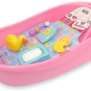 JC Toys 7-Piece Pink Baby Doll Bath Gift Set Fits Most Dolls up to 16? Dolls - Ages 2+ - Designed by Berenguer Boutique Baby Doll