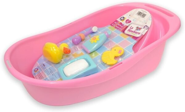 JC Toys 7-Piece Pink Baby Doll Bath Gift Set Fits Most Dolls up to 16? Dolls - Ages 2+ - Designed by Berenguer Boutique Baby Doll