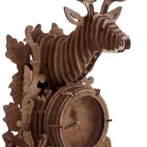 3D Wooden Puzzle Clock Model Kits for Adults - Reindeer Desk Clock
