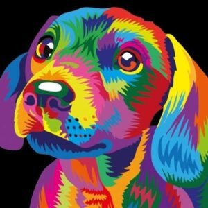 iFymei DIY Oil Painting Kit , Paint by Numbers for Adults & Kids & Beginner , 16 x 20 inch Canvas & Acrylic Paints - Colorful Cute Dog