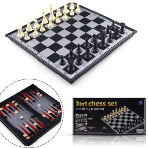 3 in 1 Magnetic Travel Chess Set Portable Chess with Storage Bag for Kids and Adults Gift Learning and Education Toy Gift