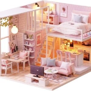 CUTEBEE Dollhouse Miniature with Furniture, DIY Dollhouse Kit Plus Dust Proof and Music Movement, 1:24 Scale Creative Room Idea(Tranquil Life)