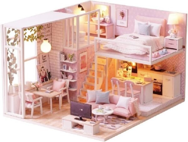 CUTEBEE Dollhouse Miniature with Furniture, DIY Dollhouse Kit Plus Dust Proof and Music Movement, 1:24 Scale Creative Room Idea(Tranquil Life)