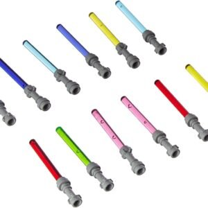 LEGO Star Wars Lightsaber Lot of 12 Gray Hilt Purple, Pink, Red, Green, Yellow, & Blue Lightsabers (Darth Vader, Yoda, Luke Skywalker)