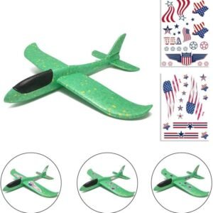 RONGASD Kids Airplane Model Toy Boys Manual Throwing Plane Flying Glider 2 Flight Mode DIY Aircraft Green