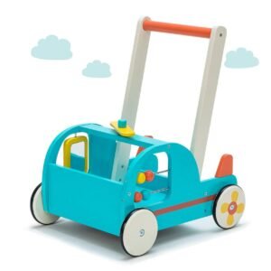 Blue Aircraft Wooden Baby Push Walker - 2-in-1 Toddler Push & Pull Toys Learning Walker Stroller Walker with Wheels for Baby Girls Boys 1-3 Years Old