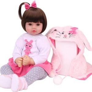 CHAREX Lifelike Reborn Baby Dolls, 18 inches Realistic Weighted Reborn Baby Girl Toddler Girls Rabbit Toy Gift Set