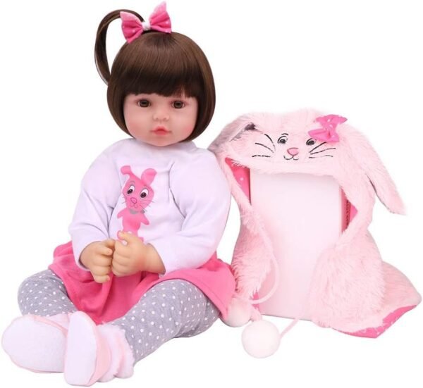 CHAREX Lifelike Reborn Baby Dolls, 18 inches Realistic Weighted Reborn Baby Girl Toddler Girls Rabbit Toy Gift Set
