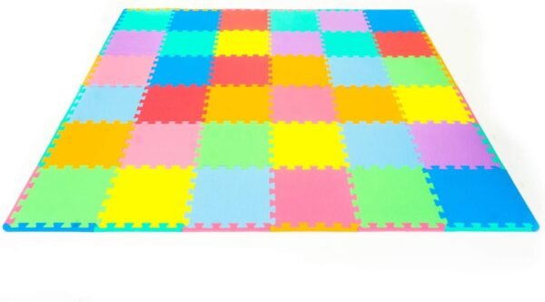 ProSource Kids Foam Puzzle Floor Play Mat with Solid Colors, 16 Tiles (12?x12?) or 36 Tiles (4?x4?)