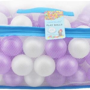 Lightaling 100pcs White & Purple Ocean Balls & Pit Balls Soft Plastic Phthalate & BPA Free Crush Proof - Reusable and Durable Storage Mesh Bag with Zipper