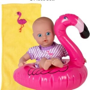 Adora Water Baby Doll, SplashTime Baby Tot Fun Flamingo 8.5 inch Doll for Bathtub/Shower/Swimming Pool Time Play, Pink