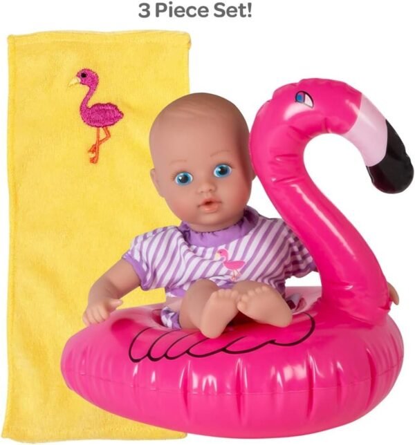 Adora Water Baby Doll, SplashTime Baby Tot Fun Flamingo 8.5 inch Doll for Bathtub/Shower/Swimming Pool Time Play, Pink