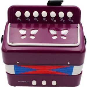 Elloapic Children?s Kids' Accordion Keyboard Instruments with 7 Treble Keys, 3 Air Valves, Hand Strap, Early Learning Eduction Instrument Music Toy Purple