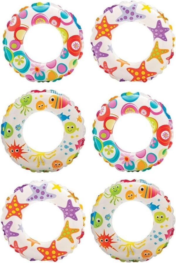 Intex Inflatable 20-Inch Lively Ocean Friends Print Kids Tube Swim Ring (6 Pack)