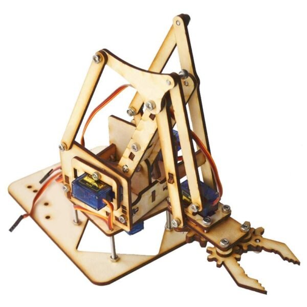 Robot Arm Kit, 4DOF Wood Robotic Arm Lightweight DIY Mechanical Arm sg90 Servo, Assembled for Raspberry Pi SNAM1500