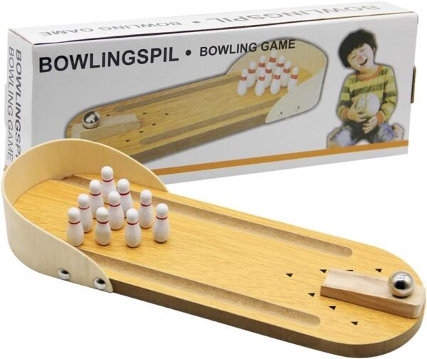 MorTime Mini Bowling Game, Mini Wooden Desktop Bowling Game Mini Tabletop Bowling Toy Classic Desk Ball for Kids