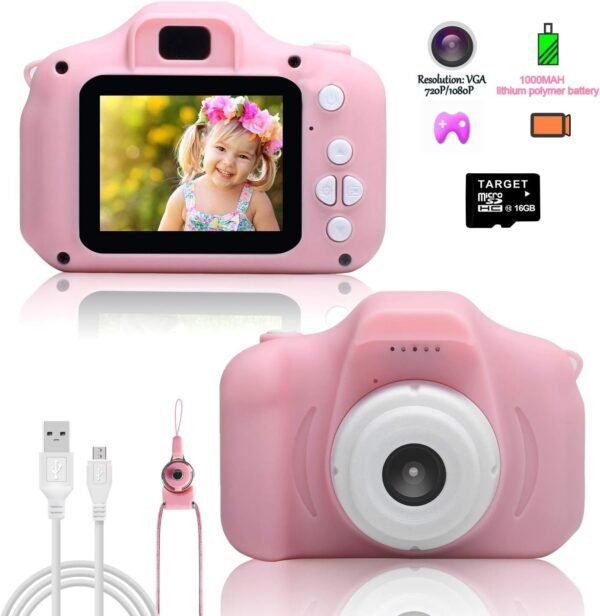 Beinhome Kids Camera Children Digital Video Cameras Toy Gifts for 3-10 Year Old Boys Girls, DIY Camcorder 1080P IPS 2 Inch Kid Action Camera with 16GB SD Card