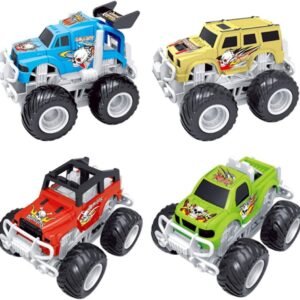 Liberty Imports Big Wheel 4x4 Friction Vehicles for Monster Trucks Stunt Stadium (4-Pack)